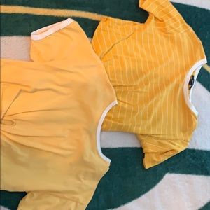 2 yellow cropped forever 21 shirts